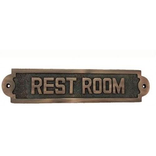 Large Rest Room Brass Door Sign 